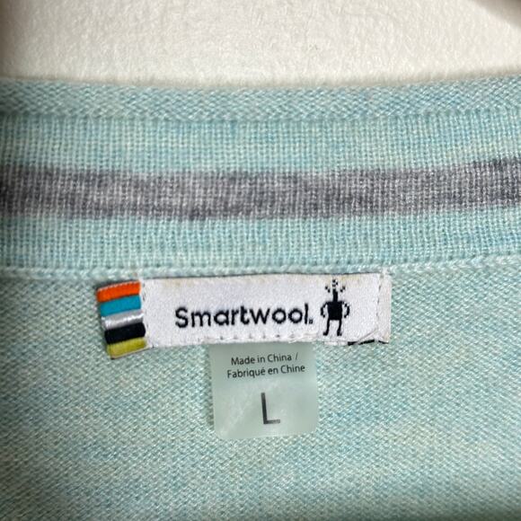 SMARTWOOL Shadow Pine Pocket Sweater in Frosty Green Merino Wool Sz L {3C9} - Picture 4 of 6